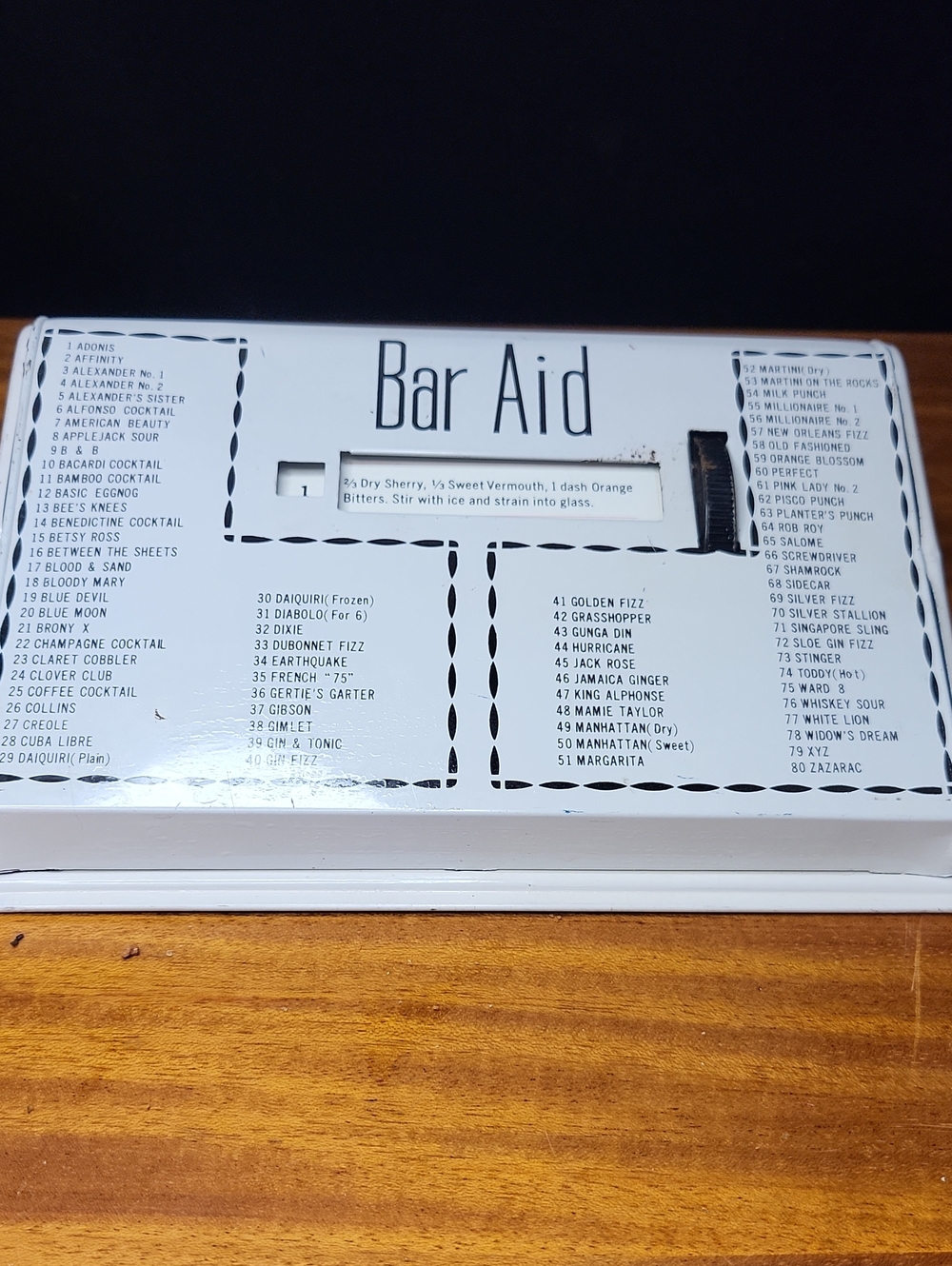 Vintage Cocktail Recipe Flip Box